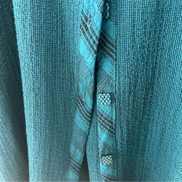 Habitat Textured Button-Up Swing Top Sz L Teal Blue - Picture 6 of 10